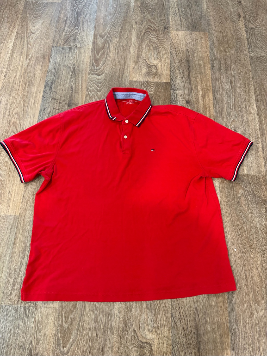 Tommy Hilfiger Men's Bright Red Polo With Contrast Tip